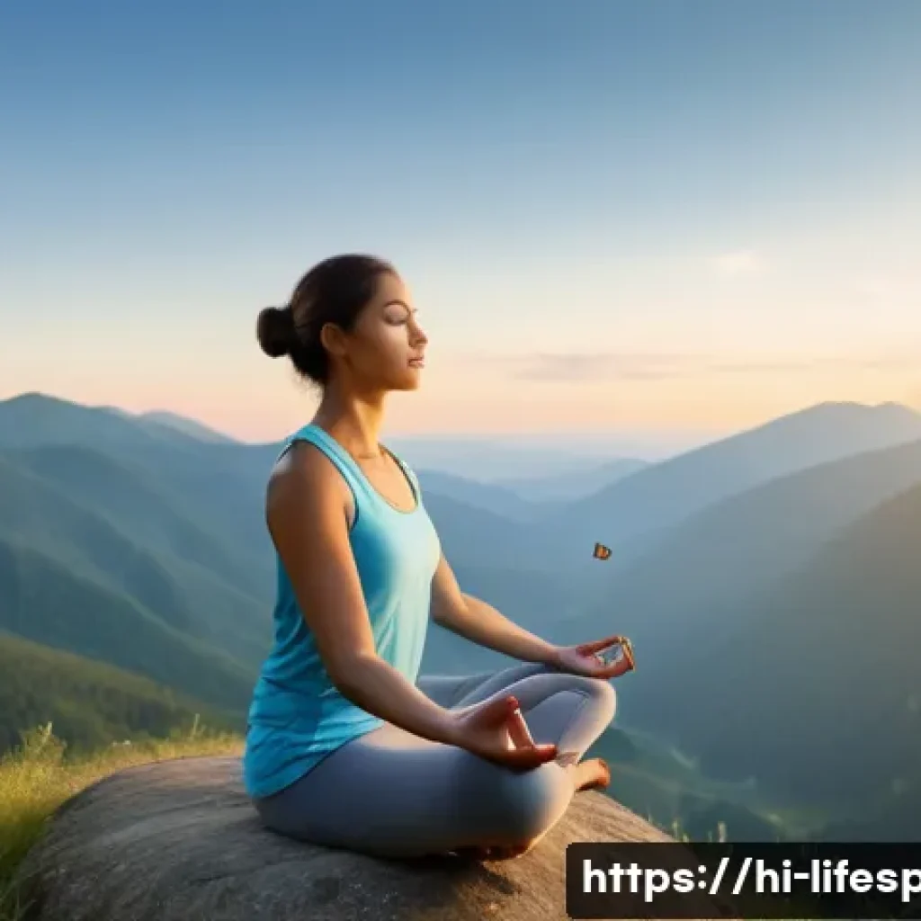 심리적 건강과 평균수명 - **Prompt: Serene Meditation in Nature's Embrace**
    A tranquil image of an adult woman in her late...